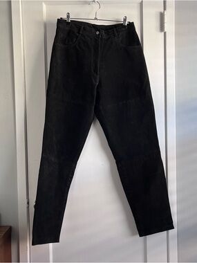 Brandon Thomas Black Straight Leg Nubuck Pants 10/12